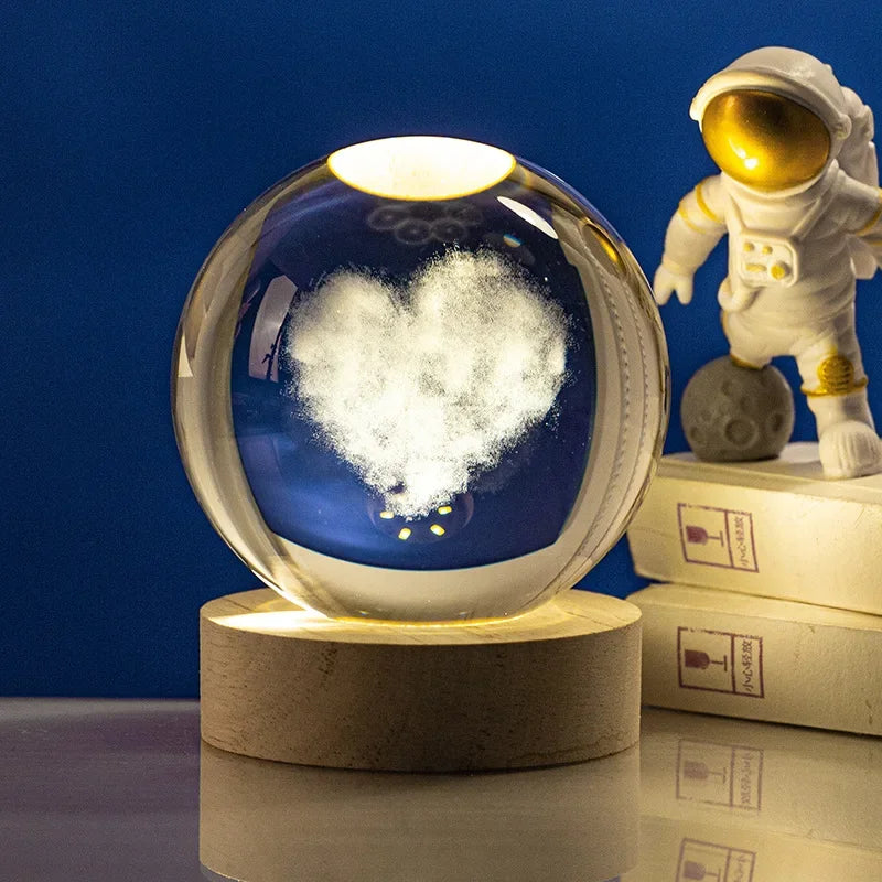 LUMEX 3D Moon Glowing Planetary Galaxy Astronaut Crystal Ball Night Lights USB LED Lamp Bedroom Decor Kids Christmas Birthday Gifts