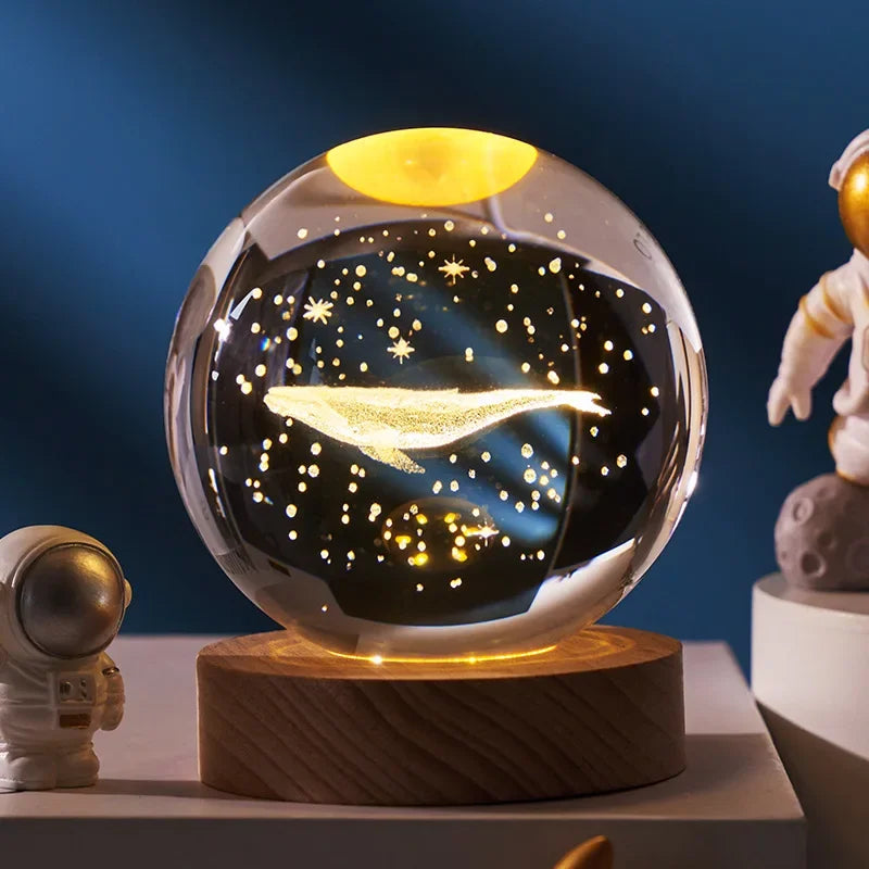 LUMEX 3D Moon Glowing Planetary Galaxy Astronaut Crystal Ball Night Lights USB LED Lamp Bedroom Decor Kids Christmas Birthday Gifts