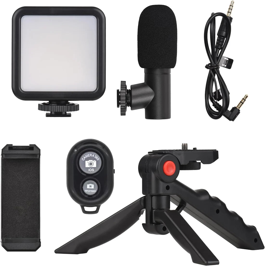 VlogMaven™ 5 in 1 Vlogging Kit with Fill Light Microphone Tripod