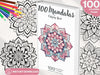 100 Mandalas Coloring Book | PDF, Printable Coloring Pages | Simple Mandalas | Stress Relief Patterns | Art Therapy | Coloring Pages