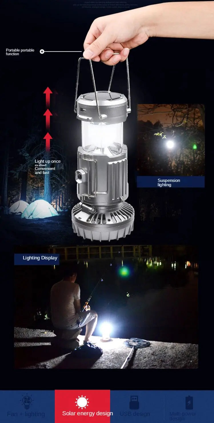 AbouTool™ Solar Chargable Camping LED Light With Fan